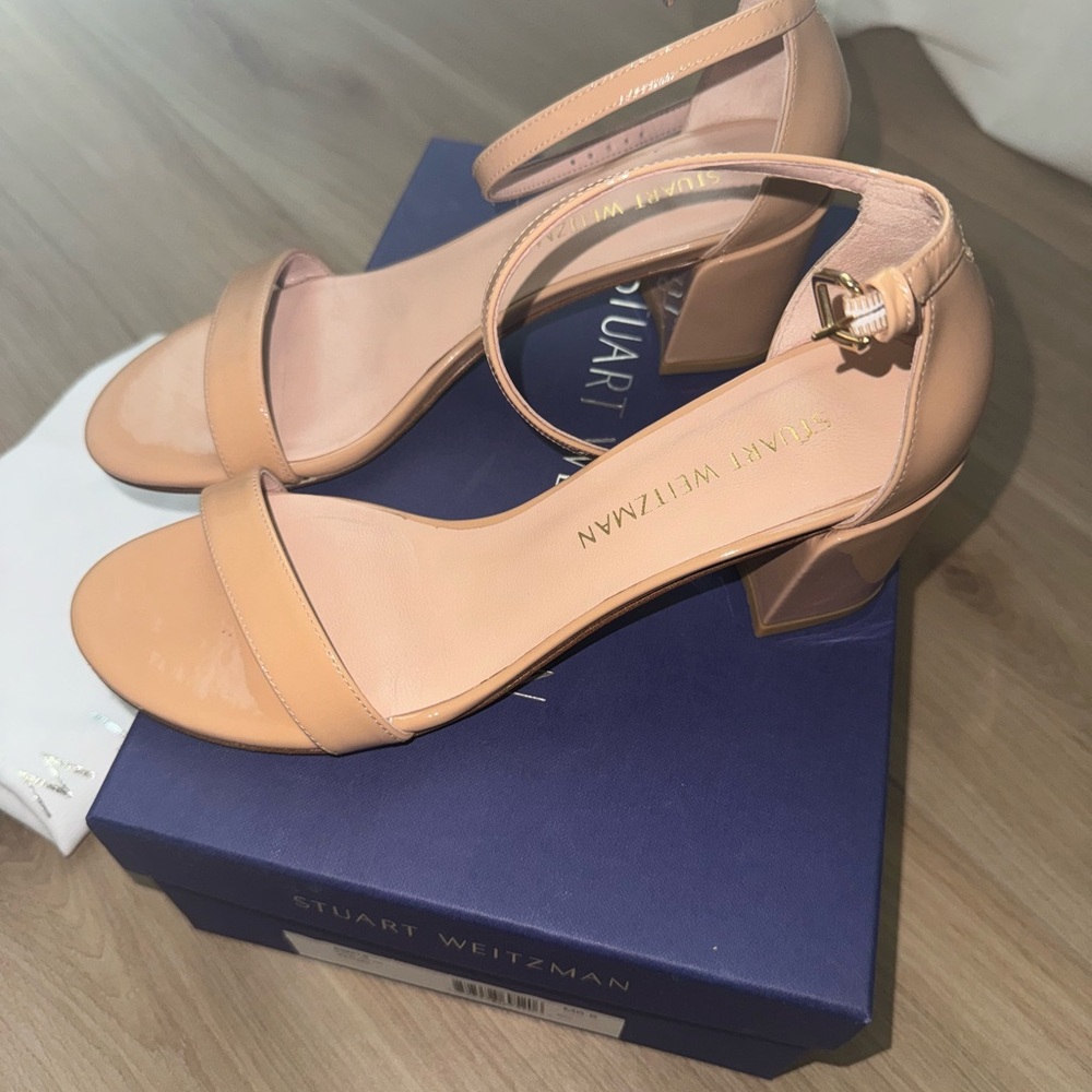Stuart Weitzman Tan Ankle Strap Heeled Sandals | Size 6.5